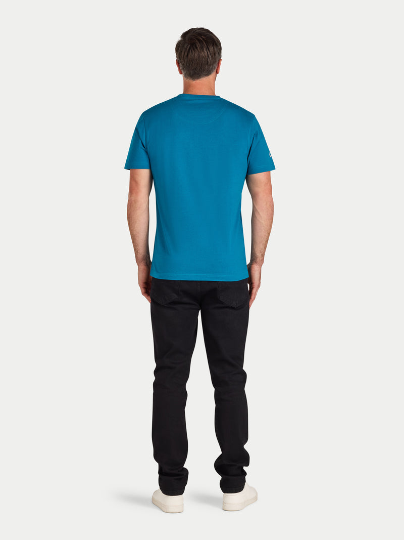 Stitch Embroidery Bull T-Shirt - Teal