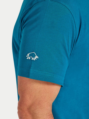 Stitch Embroidery Bull T-Shirt - Teal