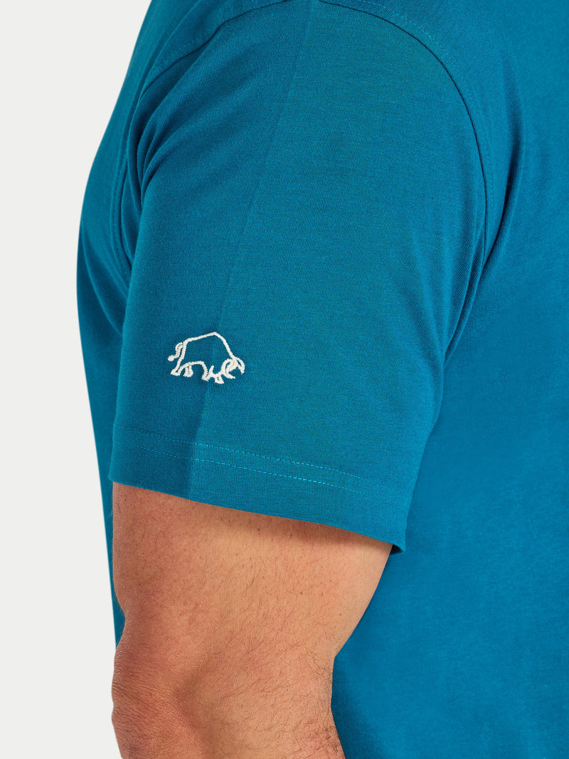Stitch Embroidery Bull T-Shirt - Teal