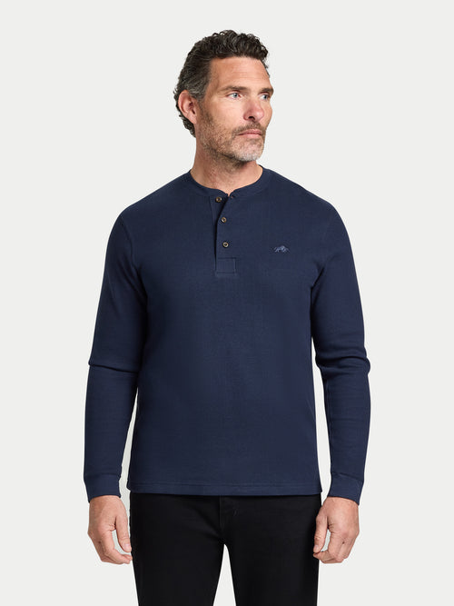 Henley Jersey Waffle - Navy