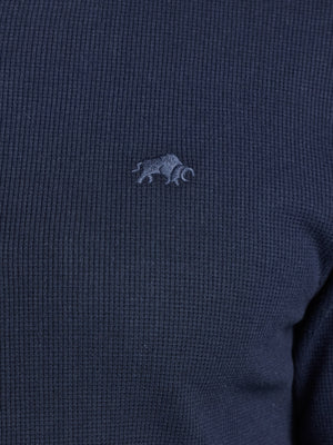 Henley Jersey Waffle - Navy
