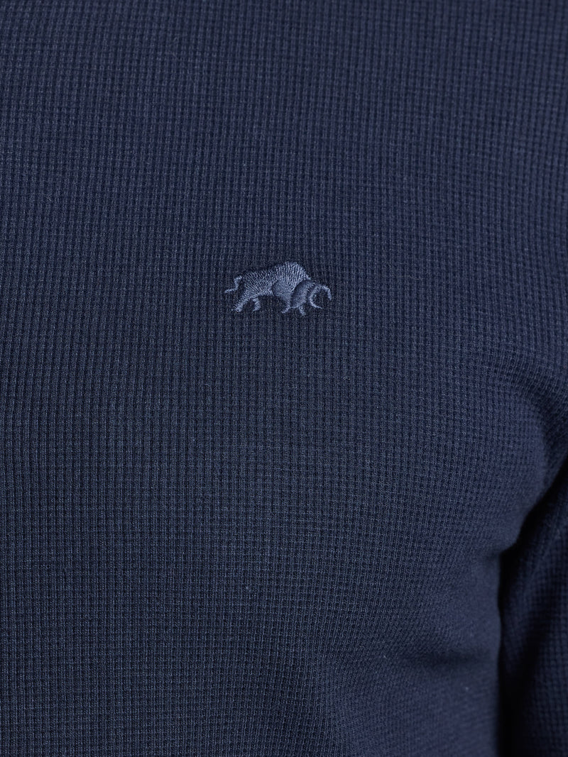Henley Jersey Waffle - Navy