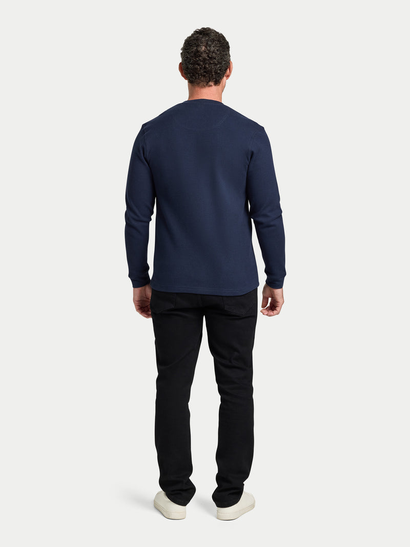 Henley Jersey Waffle - Navy