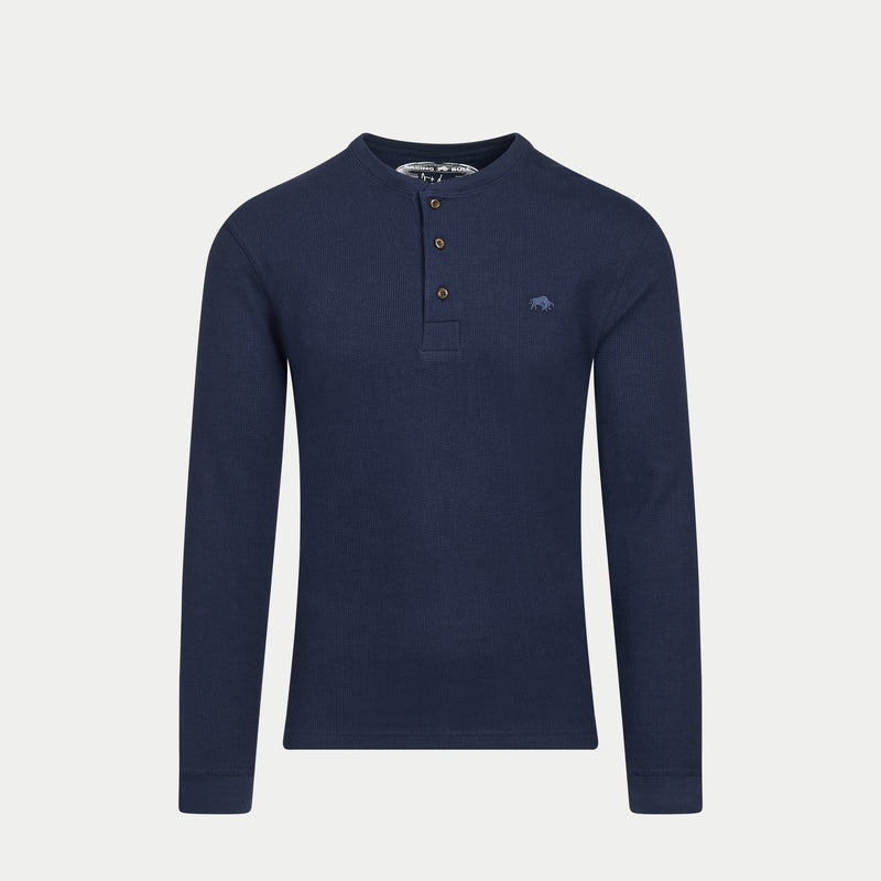 Henley Jersey Waffle - Navy