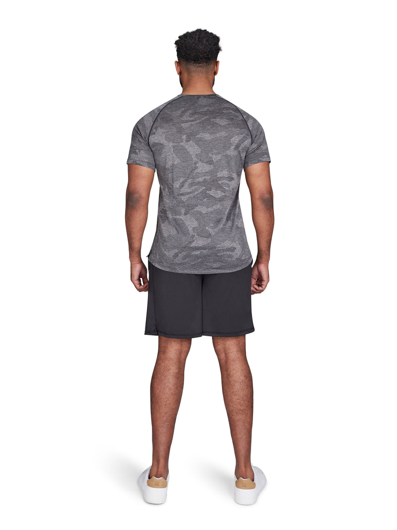 Performance Jacquard Knit T-Shirt - Black