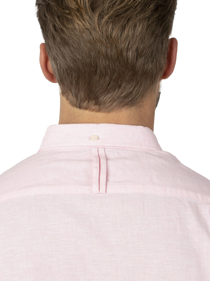 Short Sleeve Classic Linen Shirt - Pink