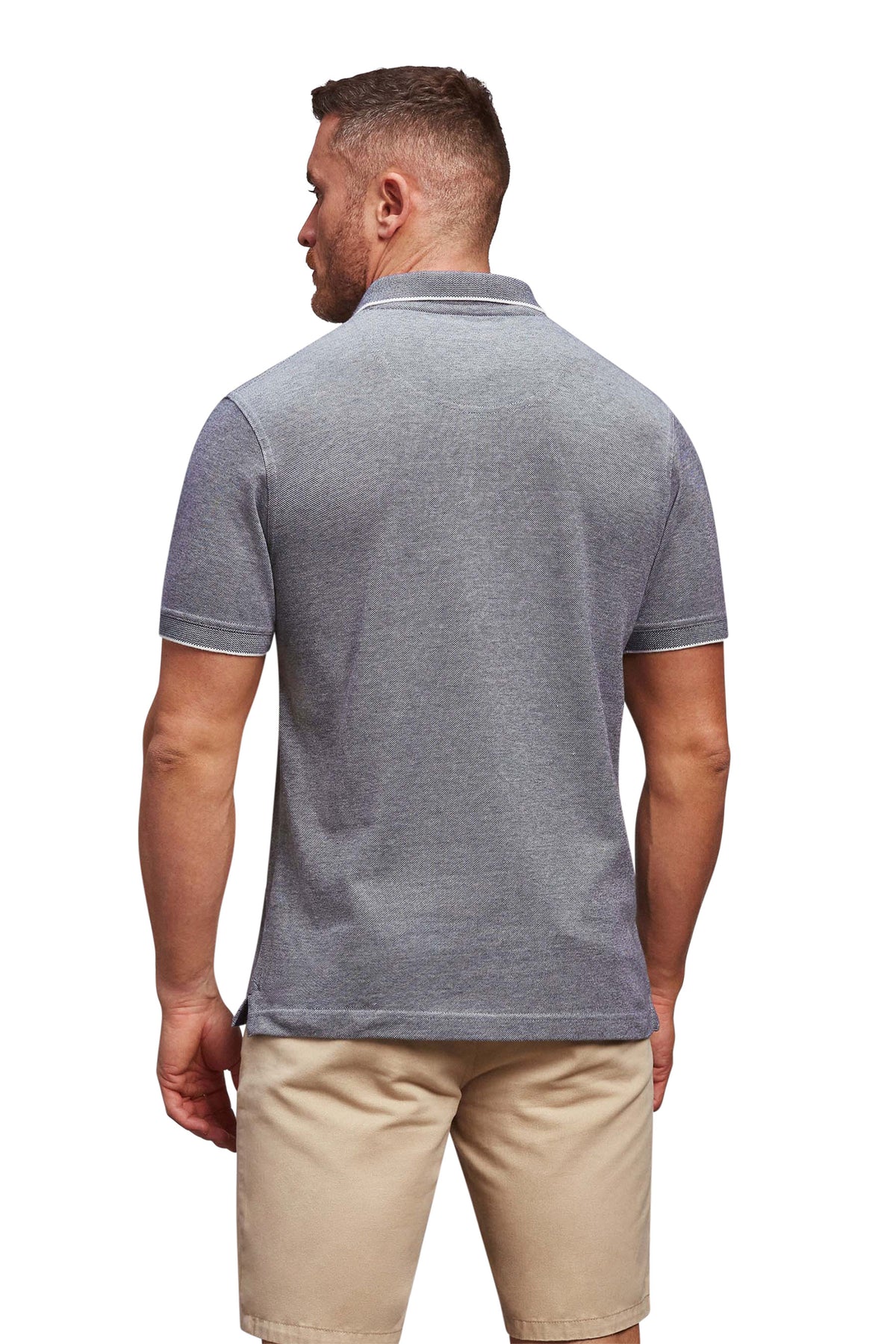 Embroidered Patch Birdseye Polo - Navy