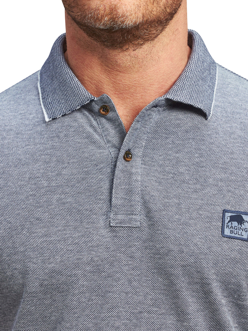 Embroidered Patch Birdseye Polo - Navy