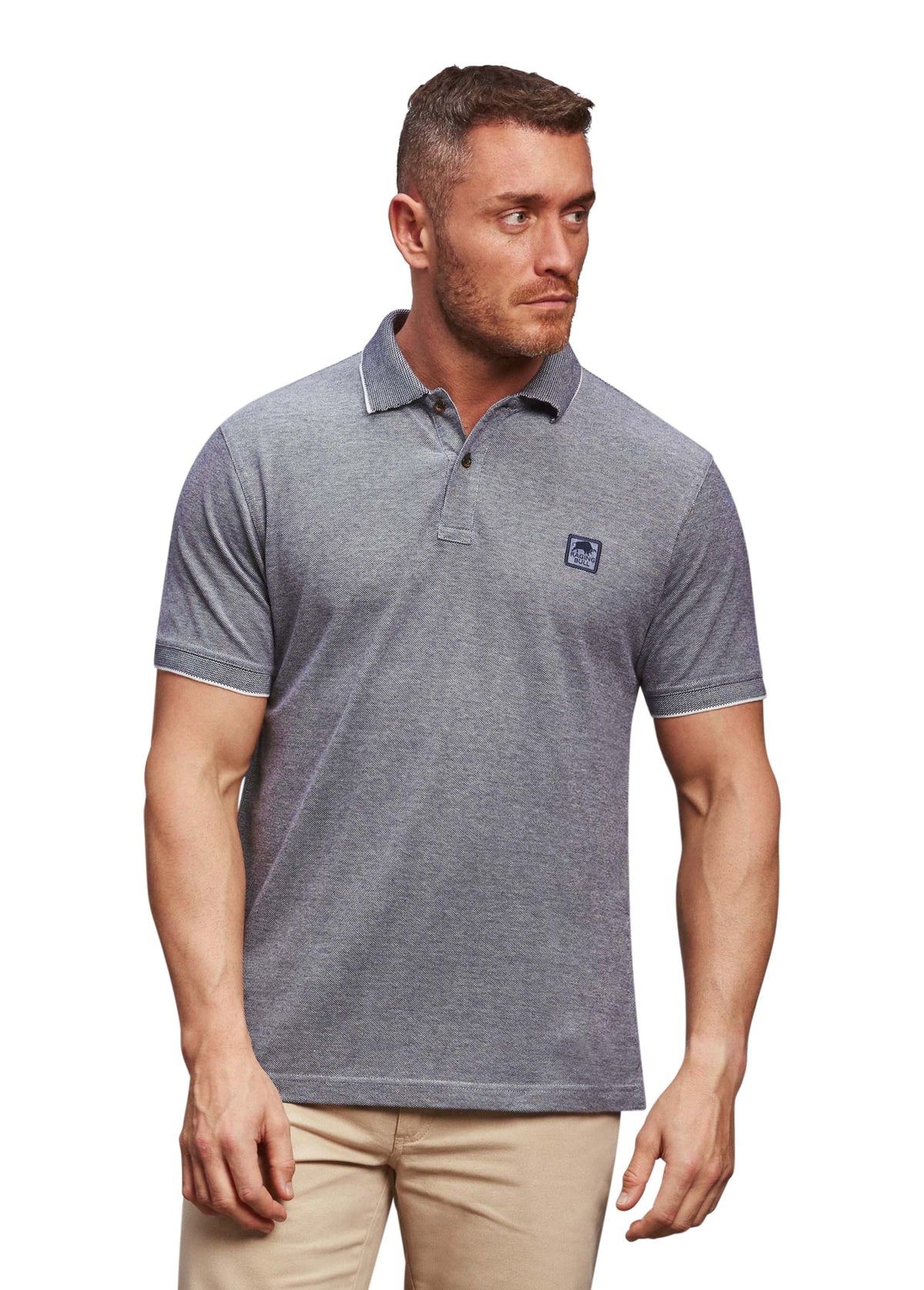 Embroidered Patch Birdseye Polo - Navy