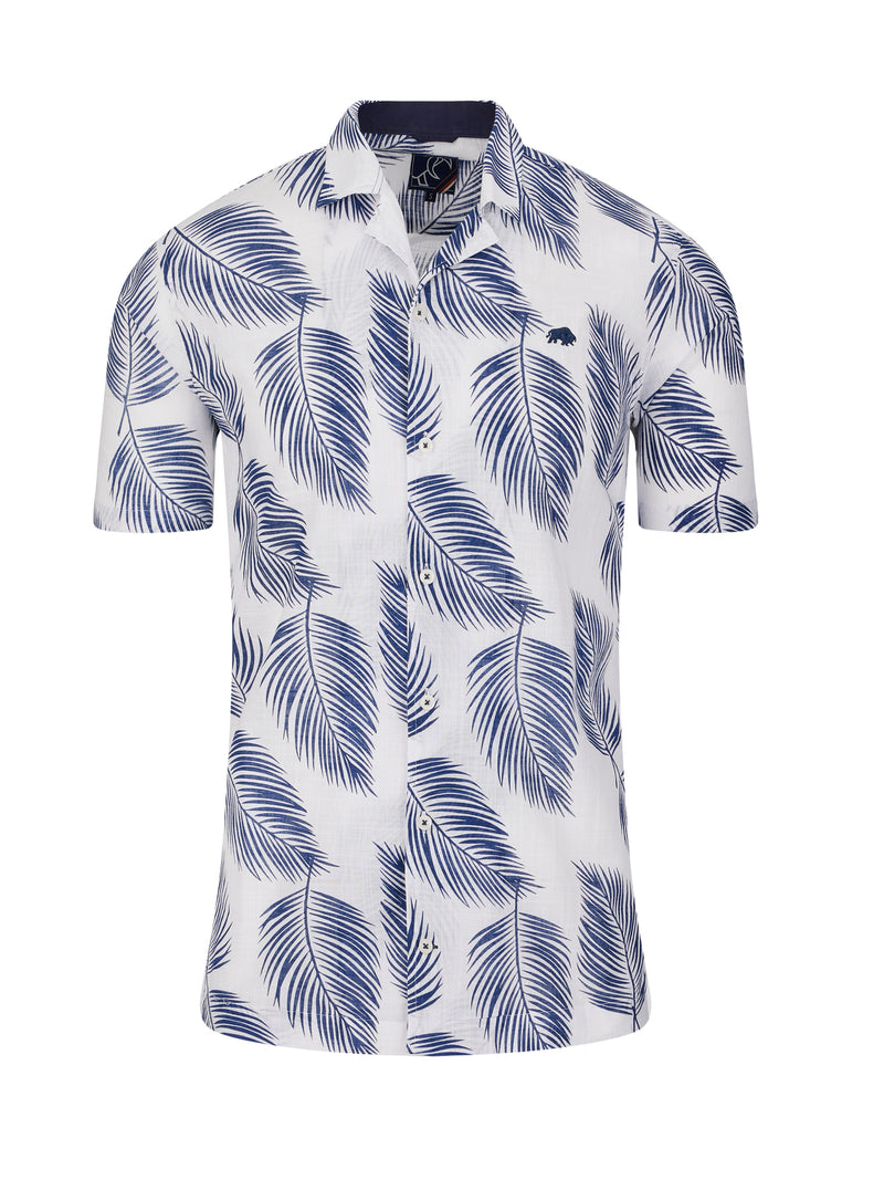 Short Sleeve Palm Leaf Shirt - White