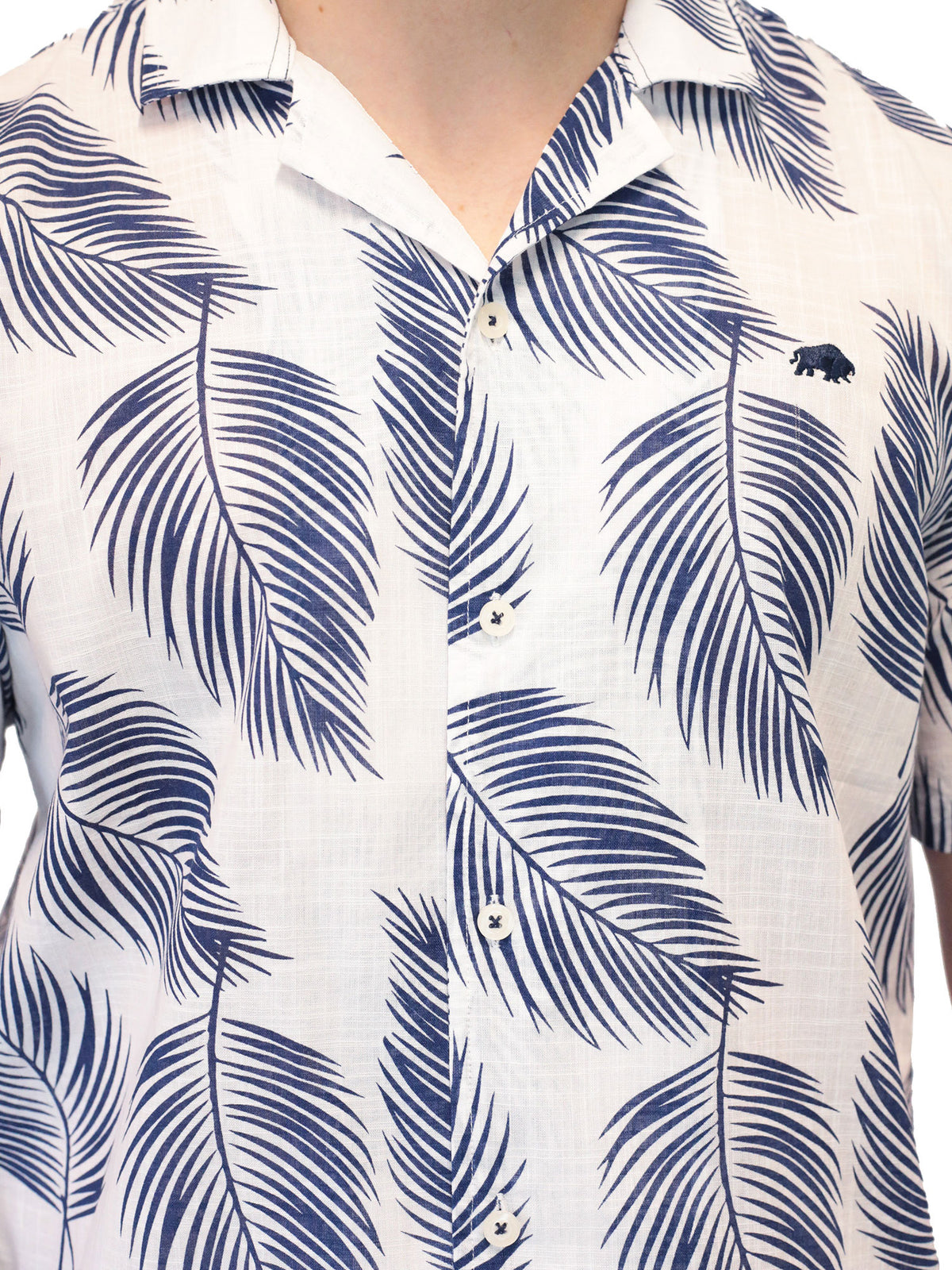 Short Sleeve Palm Leaf Shirt - White
