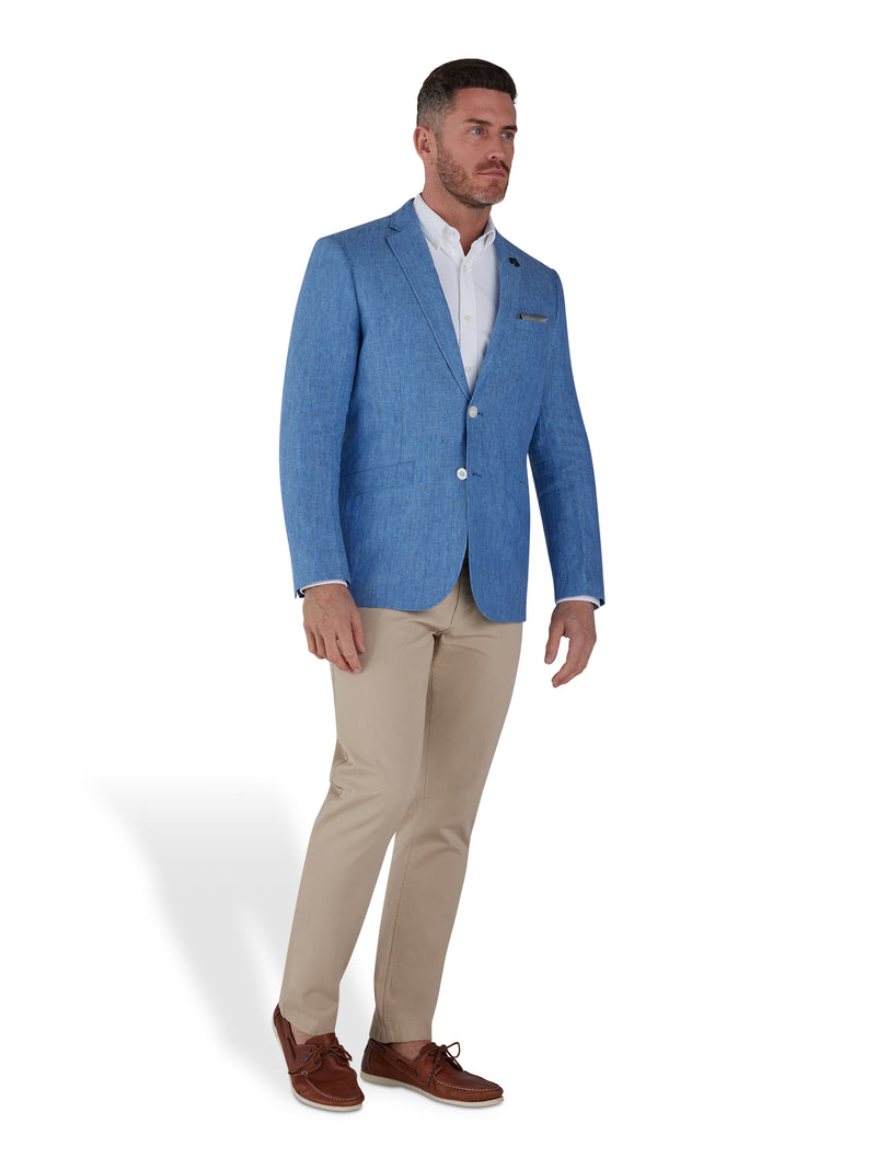 Linen Blazer - Mid Blue