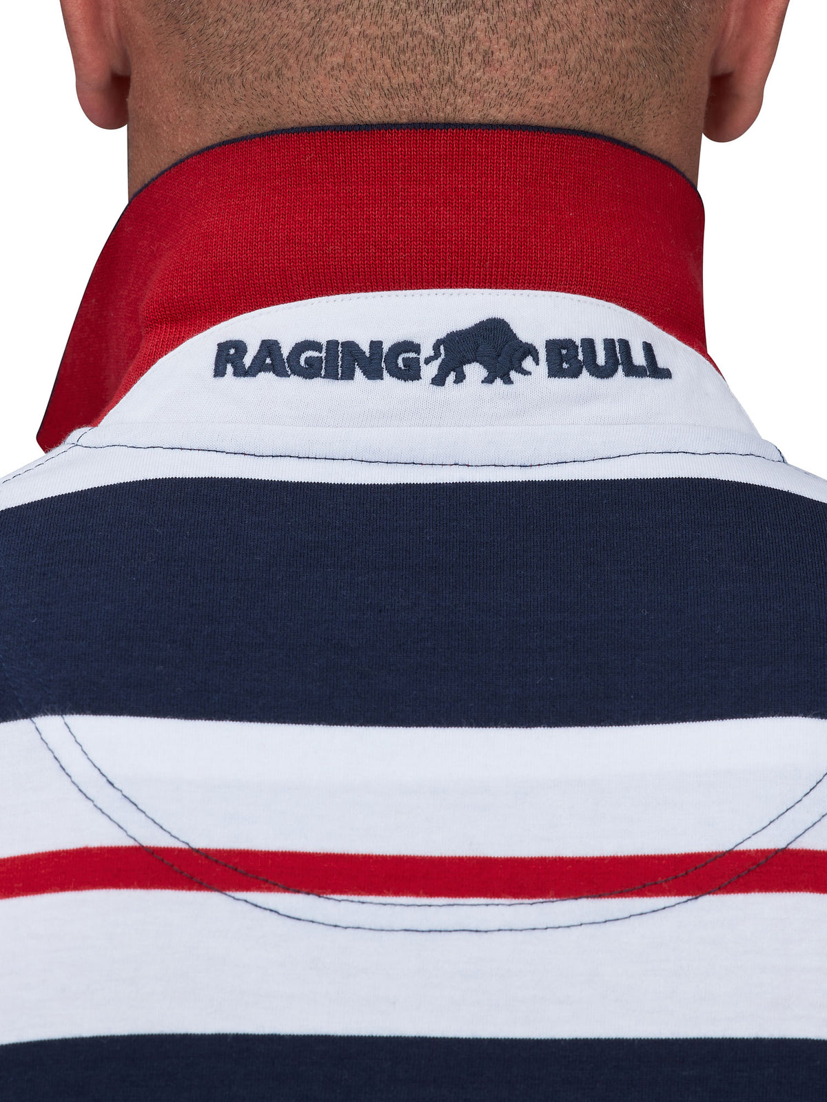 Two Tone Stripe Polo - Navy