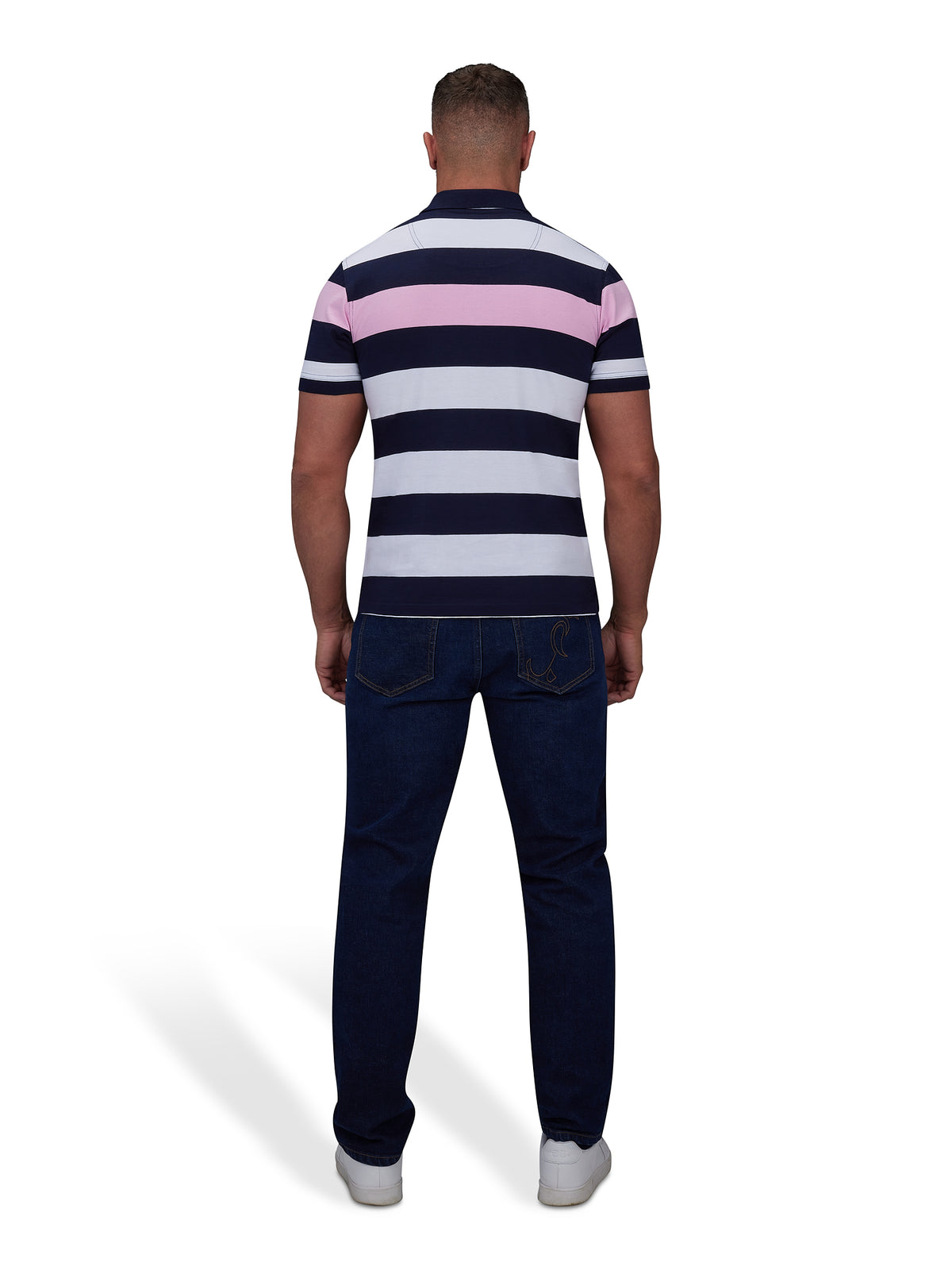 Jersey Contrast Panel Polo - Navy