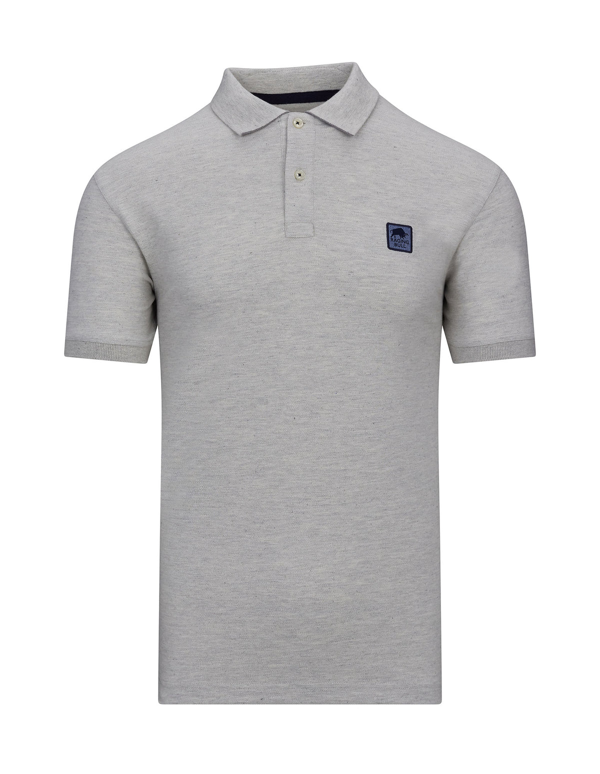 Pique Badge Polo - Light Grey Marl