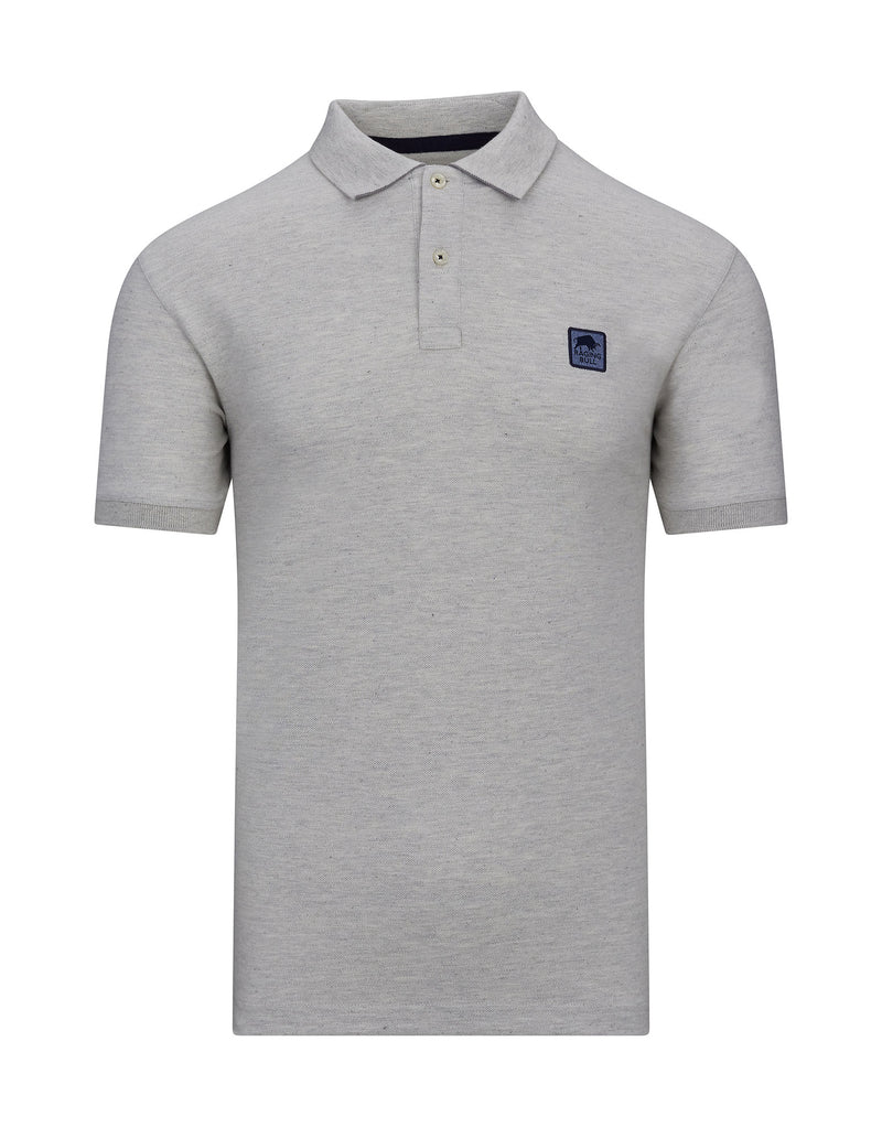 Pique Badge Polo - Light Grey Marl