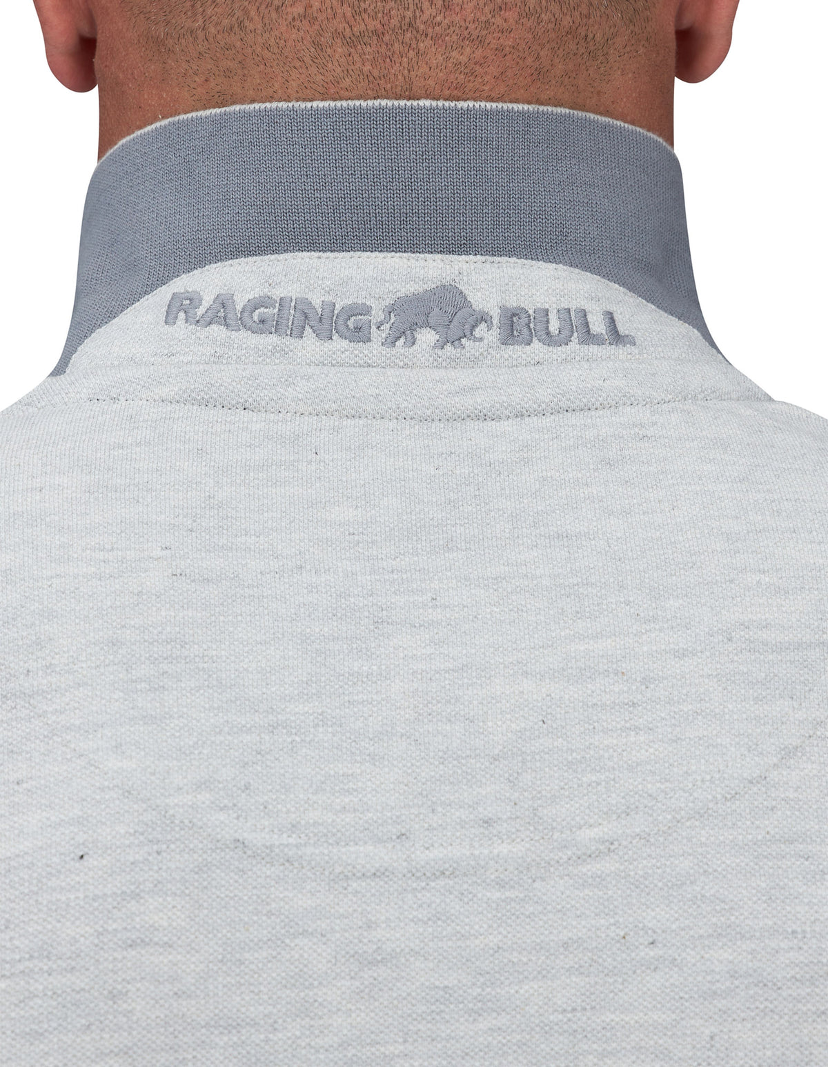 Pique Badge Polo - Light Grey Marl