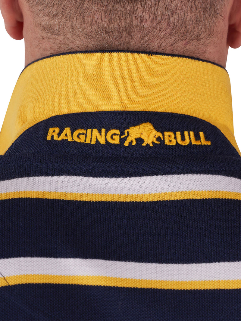 Thin Stripe Pique Polo - Navy