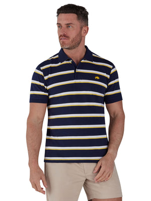 Thin Stripe Pique Polo - Navy