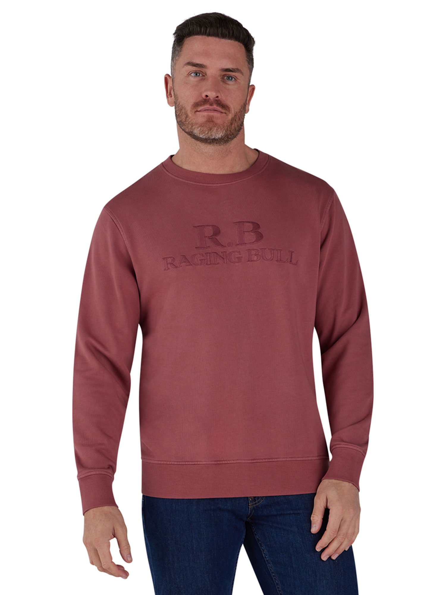 Rb Stitch Crew Neck Sweat - Rose – Raging Bull Clothing