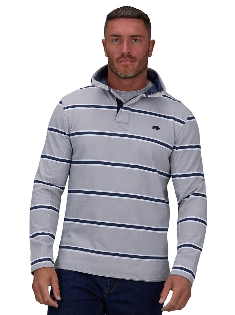Thin Stripe 1/4 Zip Sweat - Grey