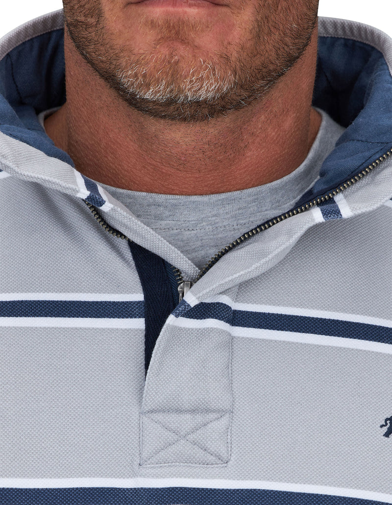 Thin Stripe 1/4 Zip Sweat - Grey