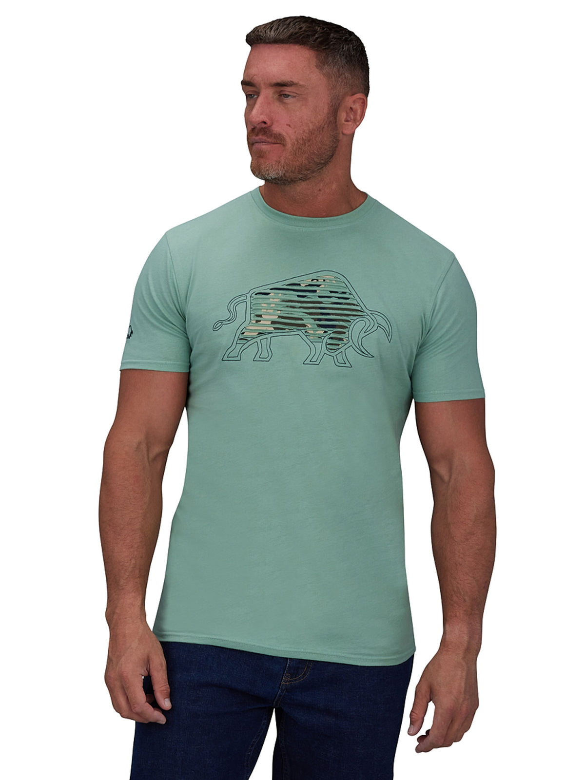 Camo Slash Bull T-Shirt - Sage