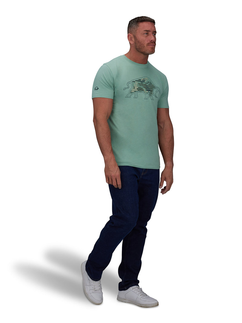 Camo Slash Bull T-Shirt - Sage