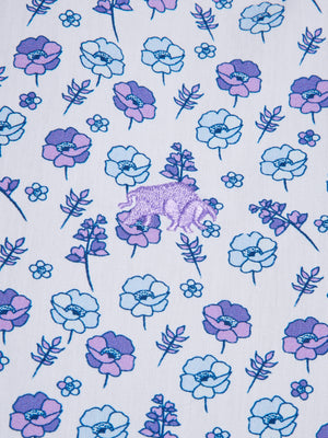 Long Sleeve Flower Pattern Poplin Shirt - Purple