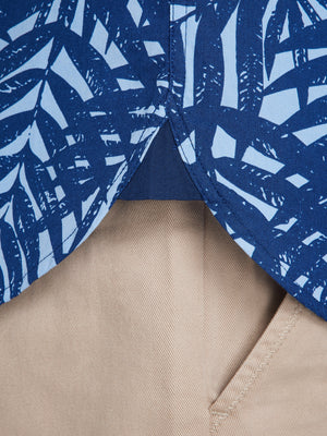 Short Sleeve Palm Tree Poplin Shirt - Sky Blue