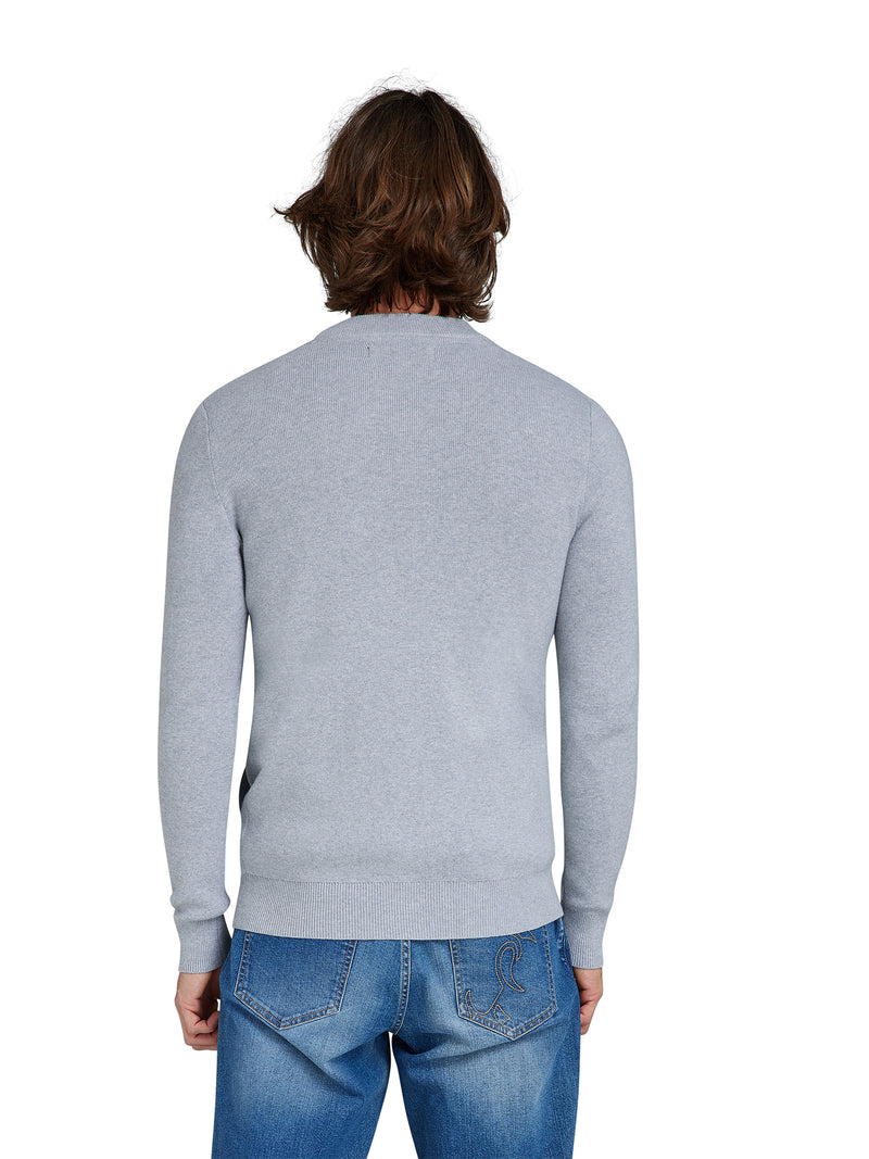Knitted Baseball Cardigan - Grey Marl