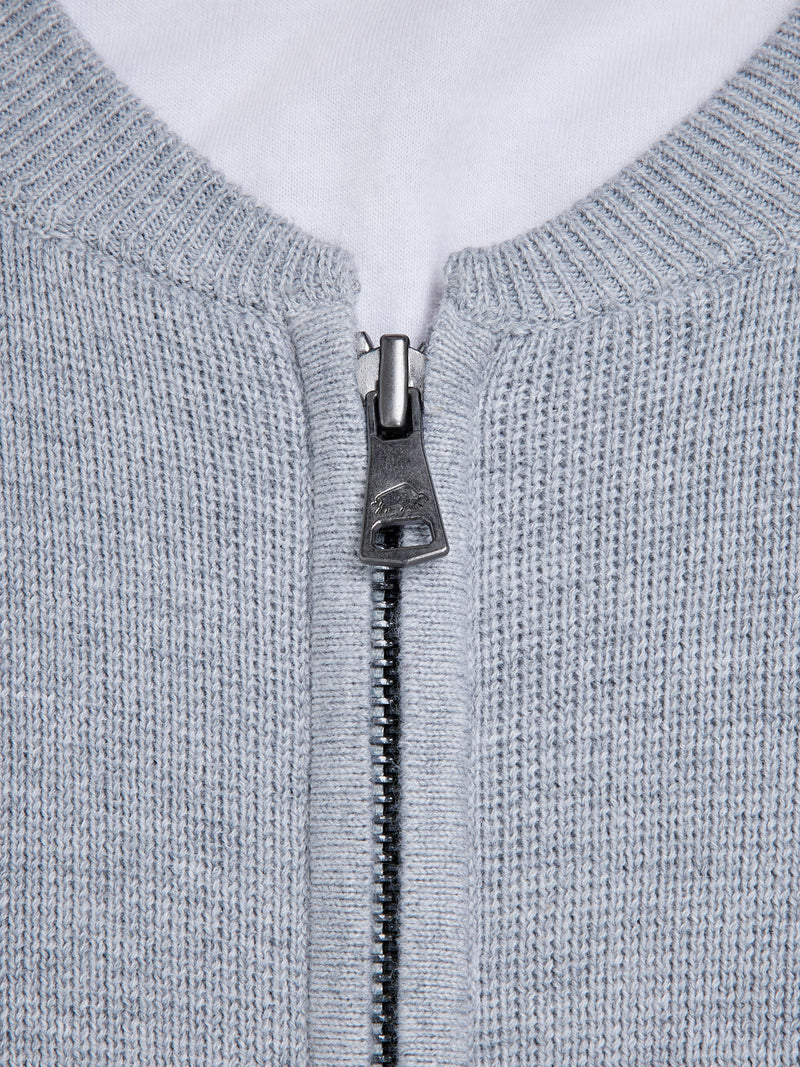 Knitted Baseball Cardigan - Grey Marl