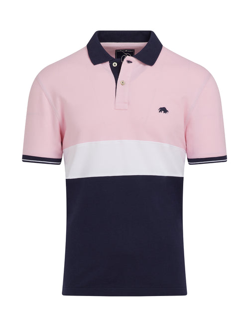 Contrast Panel Pique Polo - Pink