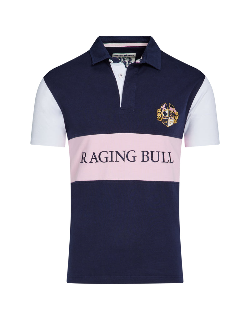 Short Sleeve Cut & Sew Panel Rugby - Navy
