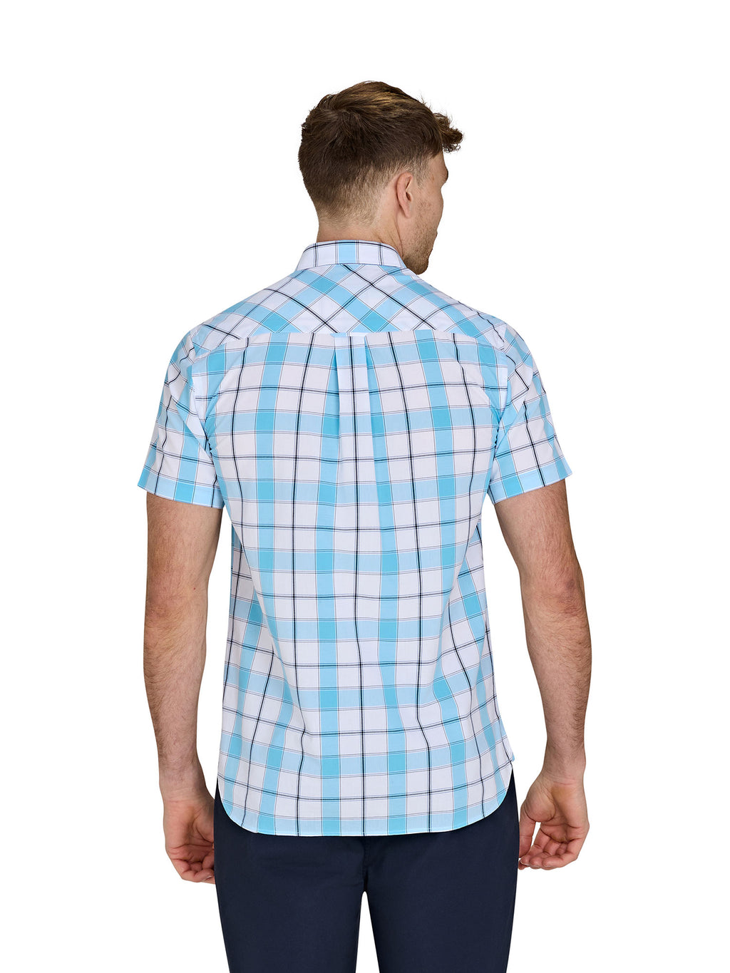 Short Sleeve Multi Check Shirt - Mid Blue