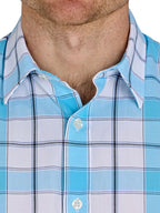 Short Sleeve Multi Check Shirt - Mid Blue