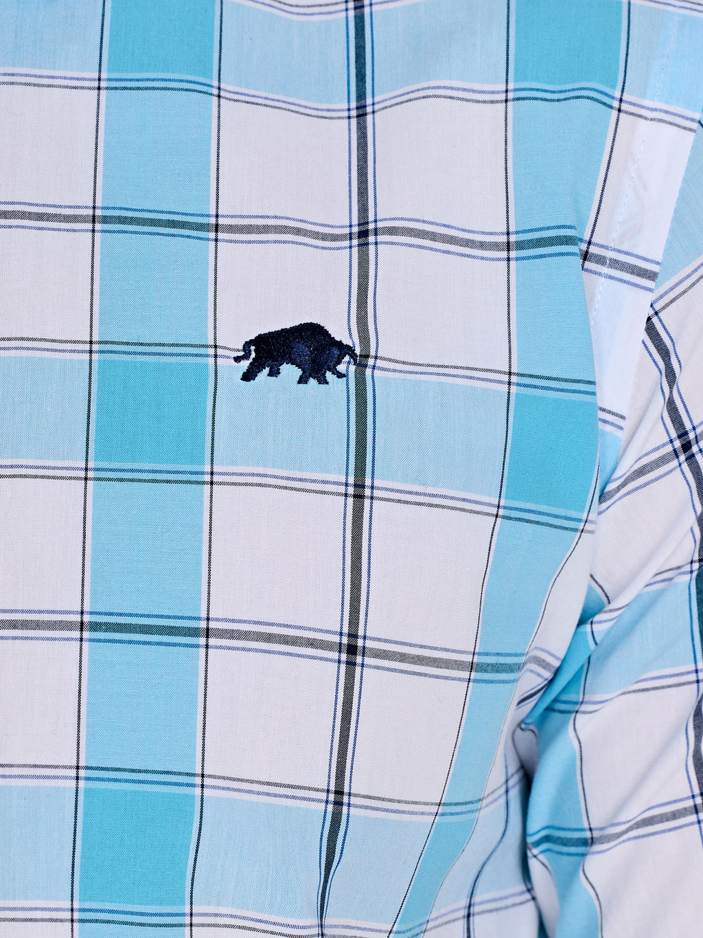 Short Sleeve Multi Check Shirt - Mid Blue