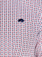 Short Sleeve Flower Geo Cotton Poplin Shirt - White