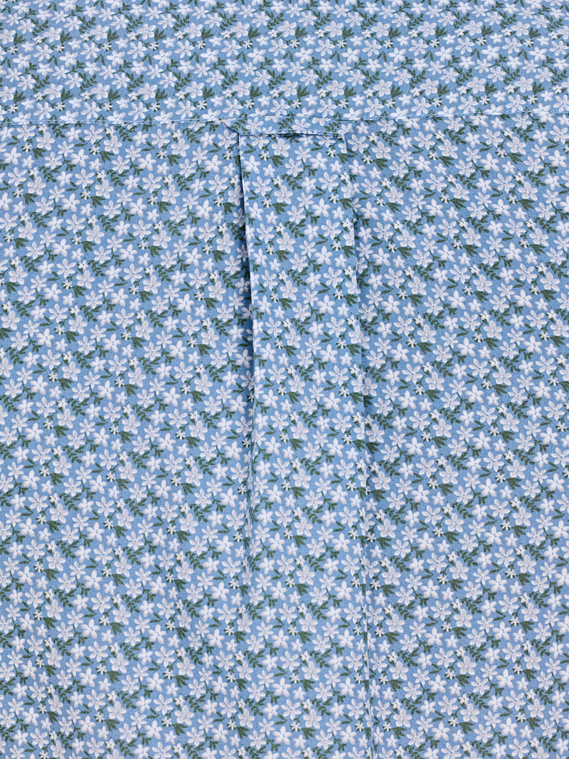 Short Sleeve Small Ditsy Cotton Poplin Shirt - Mid Blue