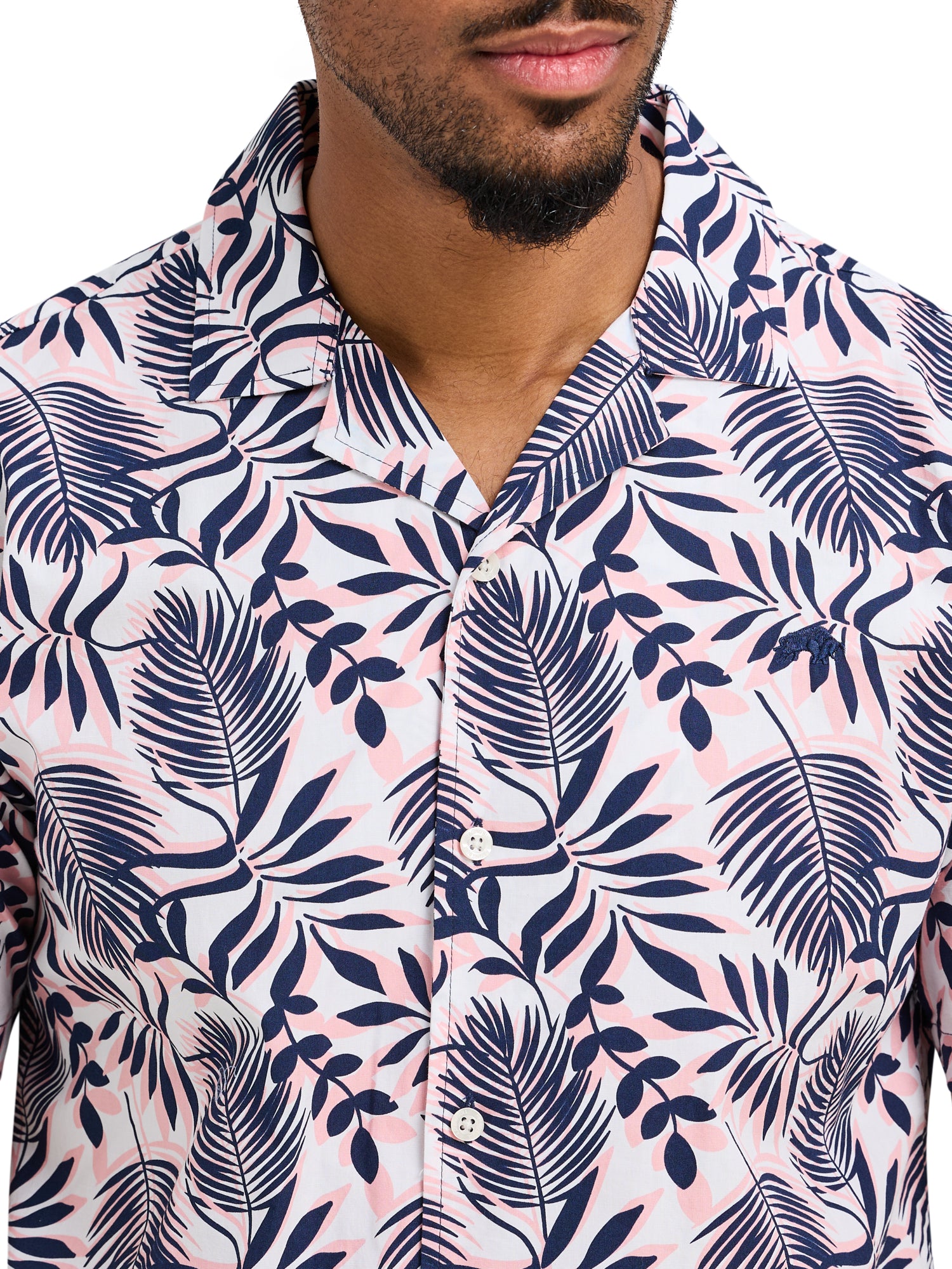 Short Sleeve Large Fern Shirt - Navy