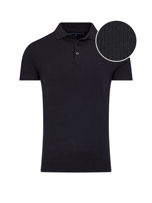 Short Sleeve Knitted Polo - Black