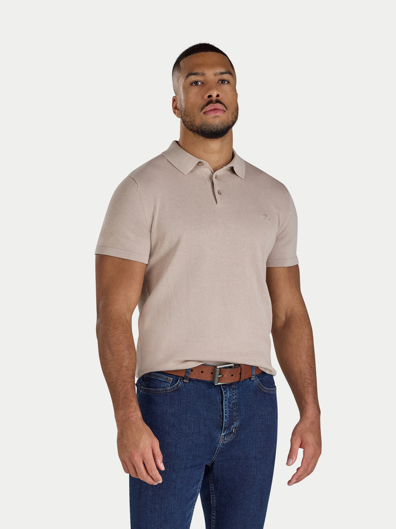 Short Sleeve Knitted Polo - Stone