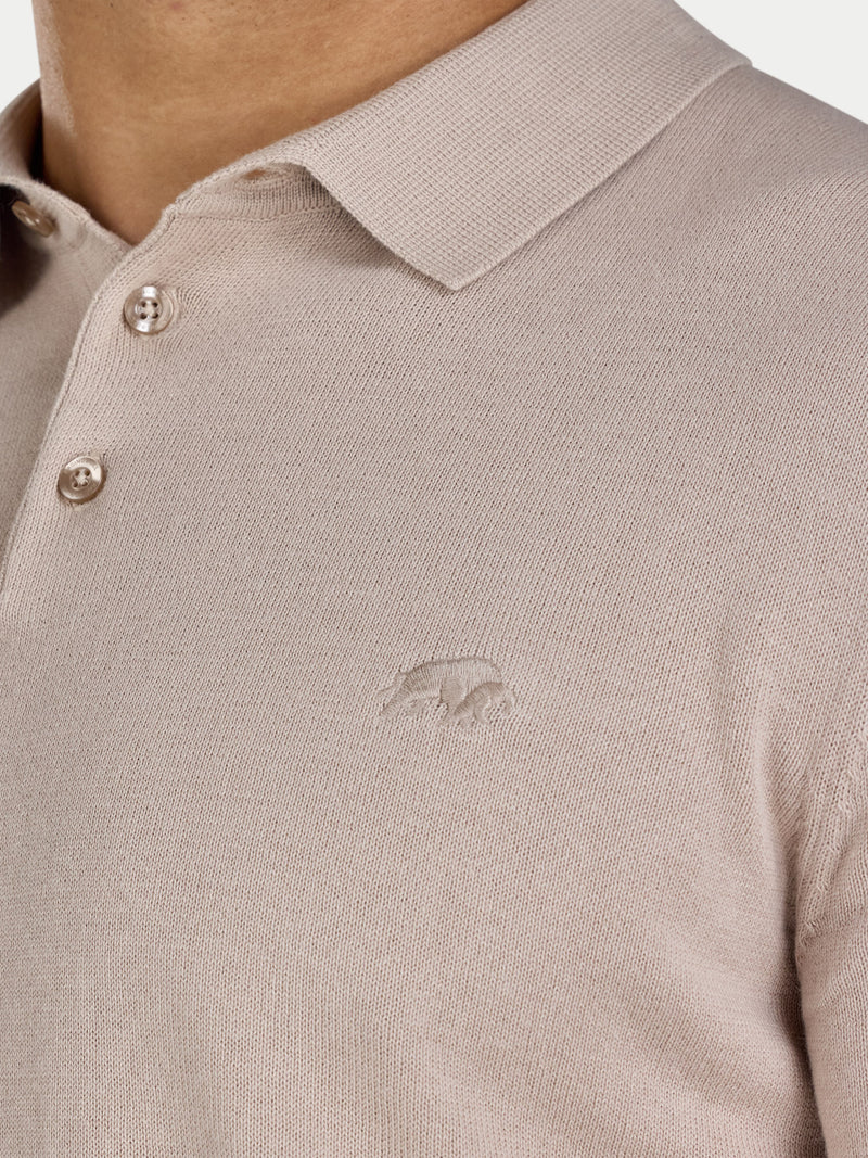 Short Sleeve Knitted Polo - Stone