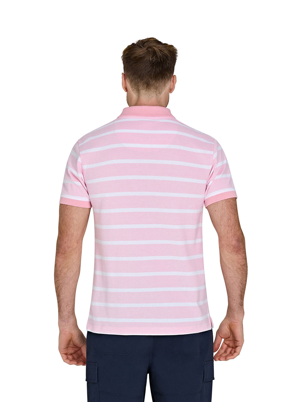 Birdseye Stripe Pique Polo - Pink