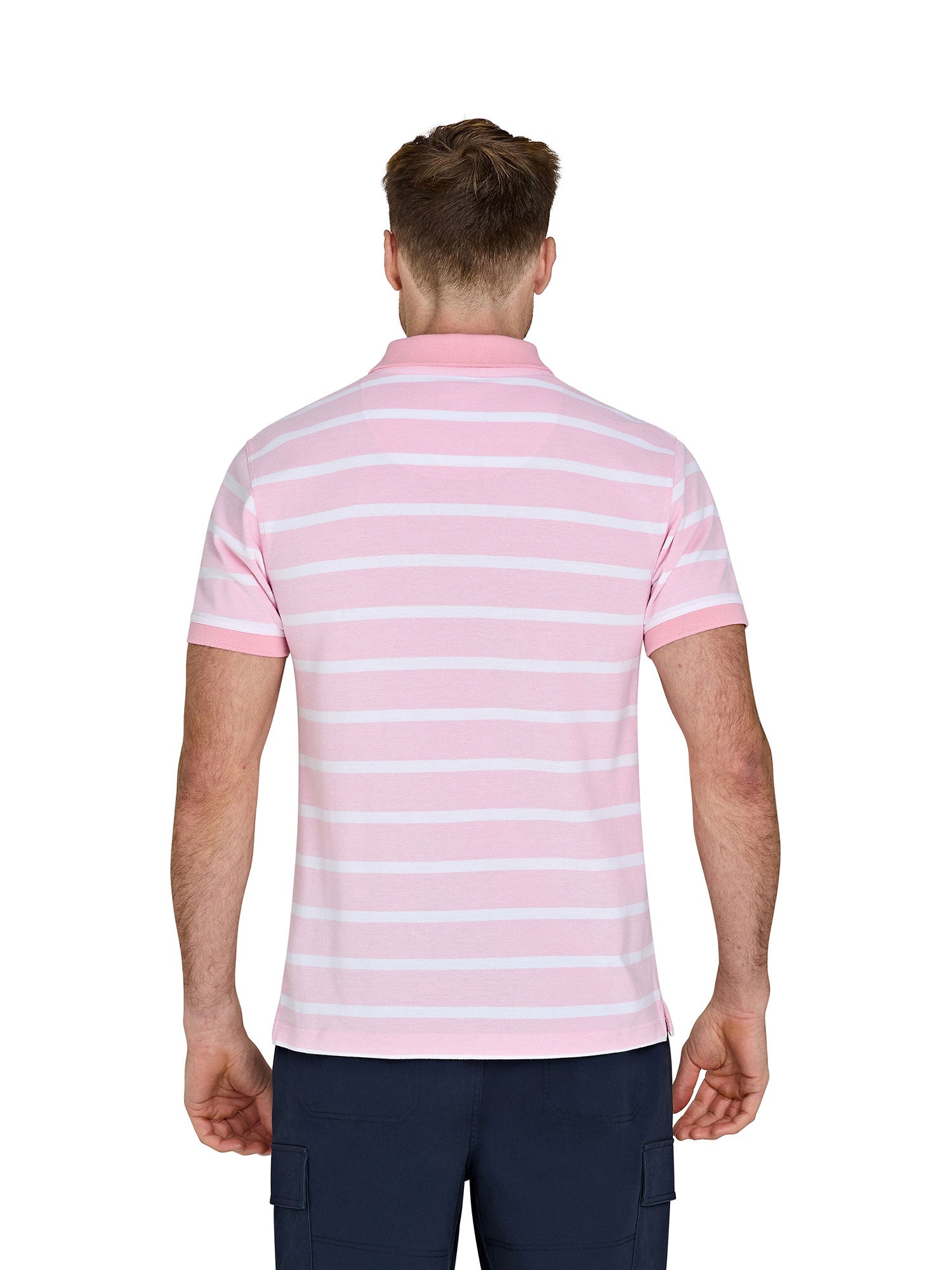Birdseye Stripe Pique Polo - Pink
