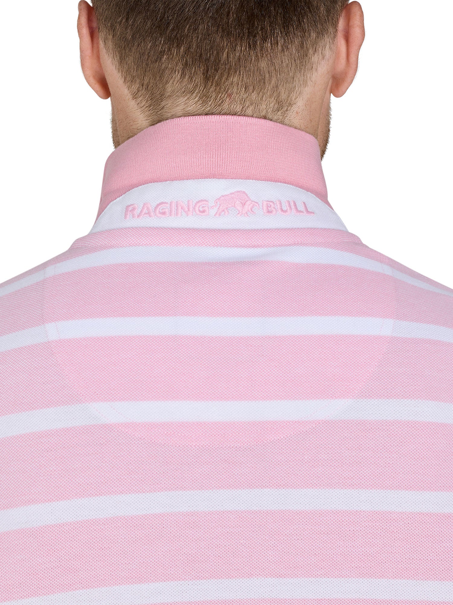 Birdseye Stripe Pique Polo - Pink
