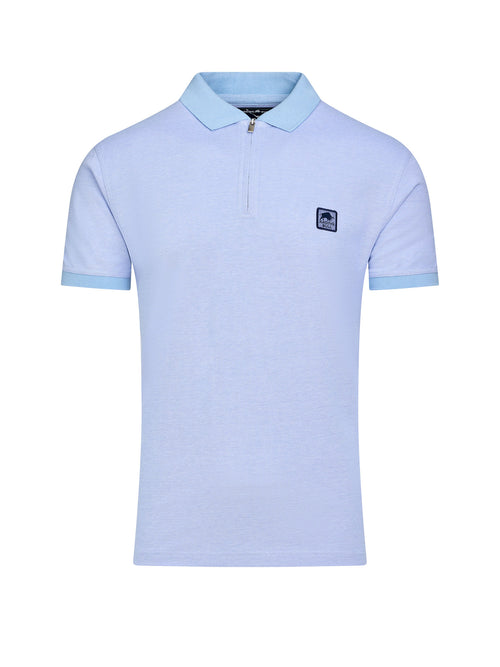 Birdseye Pique Woven Patch Polo - Sky Blue