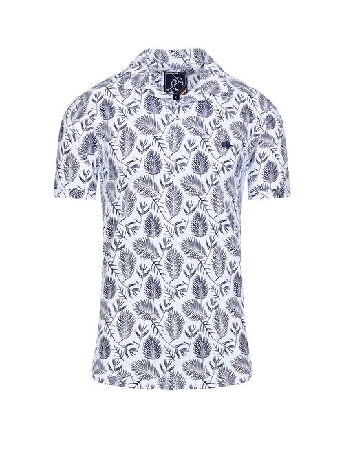 Floral Print Jersey Polo - Navy
