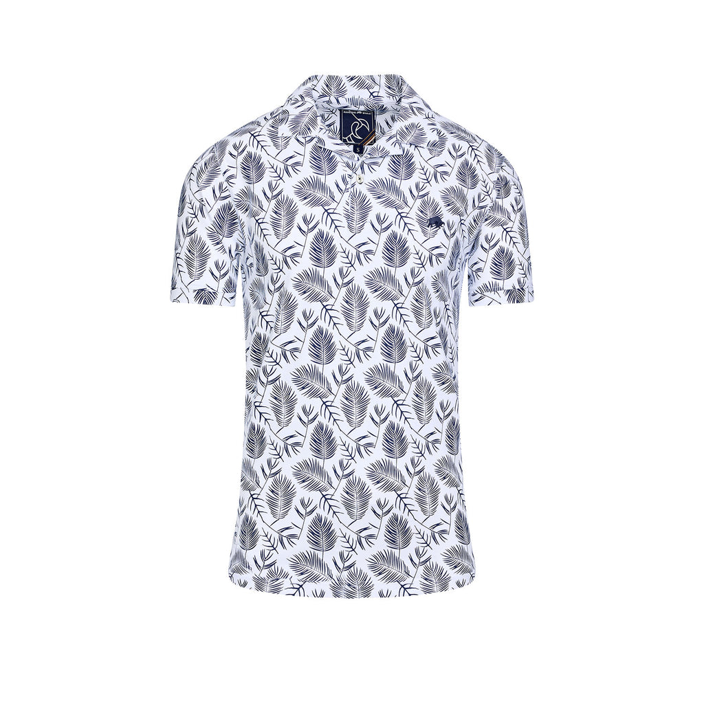 Floral Print Jersey Polo - Navy