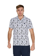 Floral Print Jersey Polo - Navy
